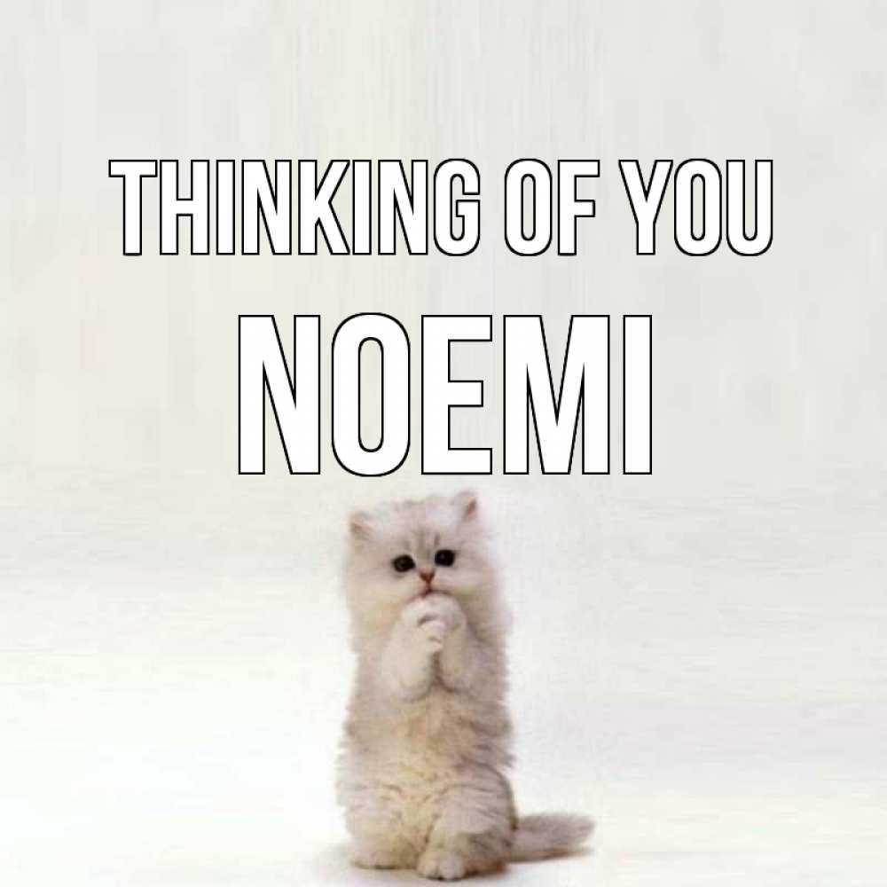 Greetings card с именем, Noemi Thinking of you кот стоит на задних лапах Greetings with text for free download 