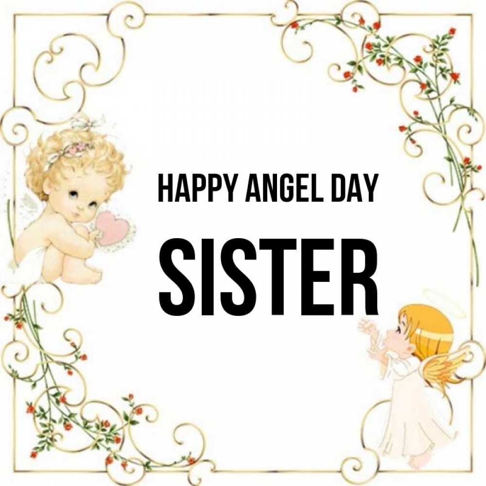 Greetings card с именем, sister happy angel day ангелы желают прекрасных именин Greetings with text for free download 