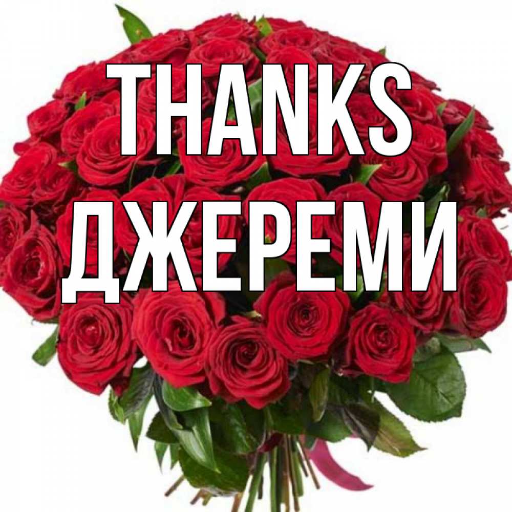 Greetings card с именем, Джереми Thanks букет красных роз Greetings with text for free download 