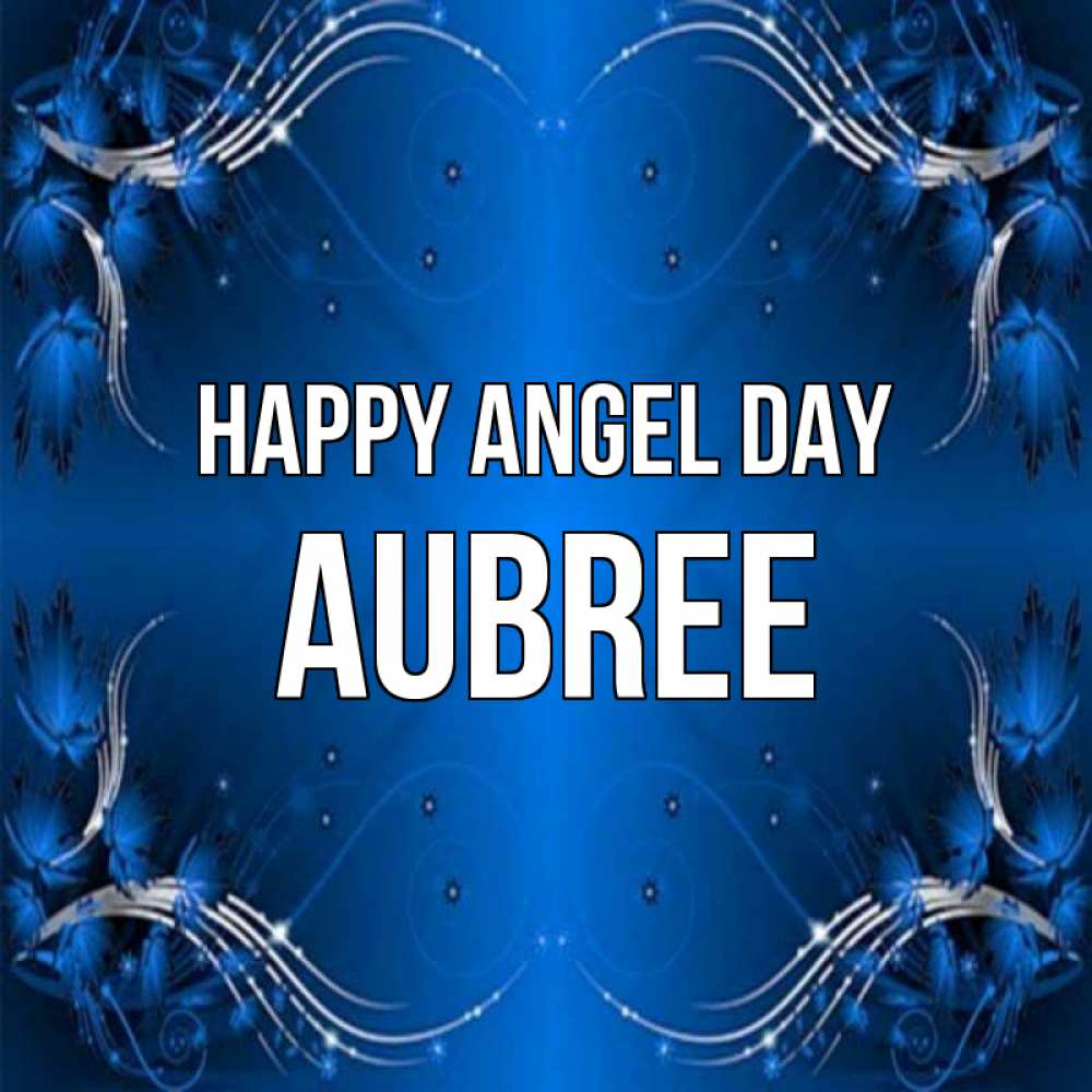 Greetings card с именем, Aubree happy angel day красивая рамочка с узорами Greetings with text for free download 