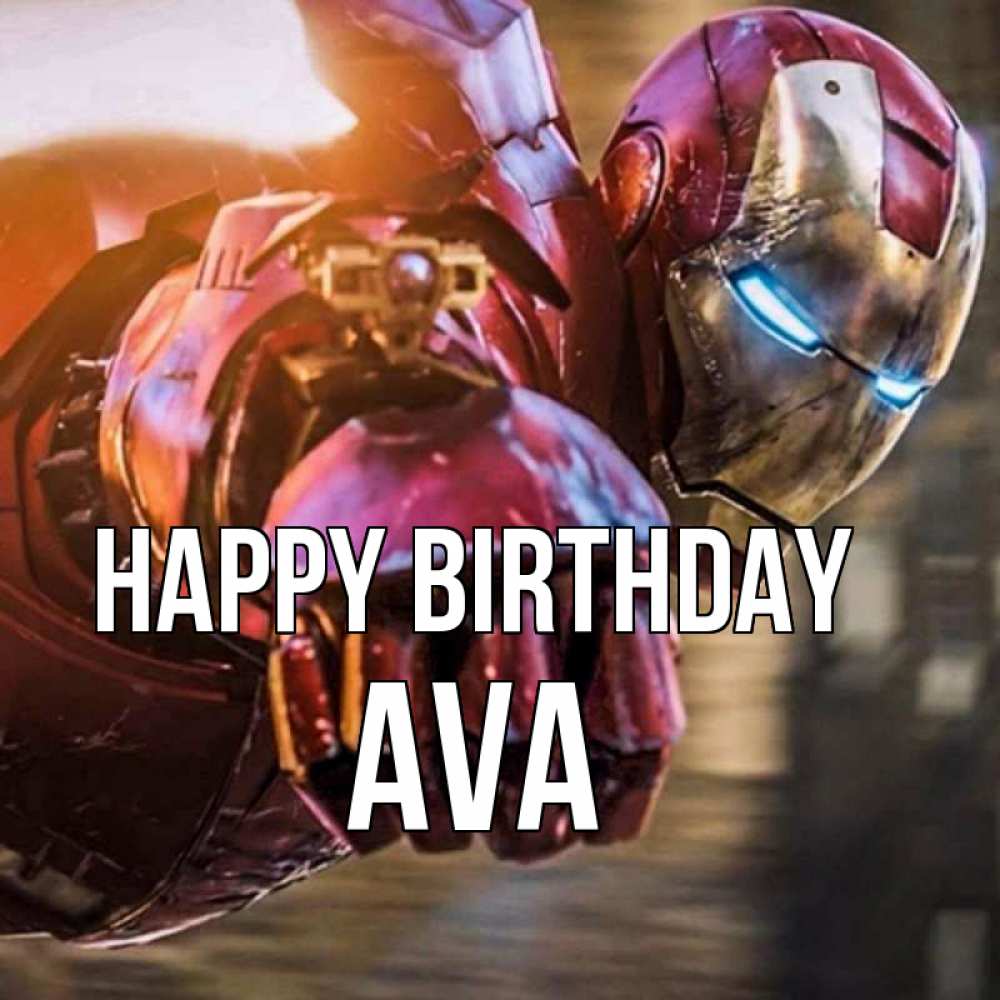 Greetings card с именем, Ava Happy Birthday марвел супергерои в костюме Greetings with text for free download 