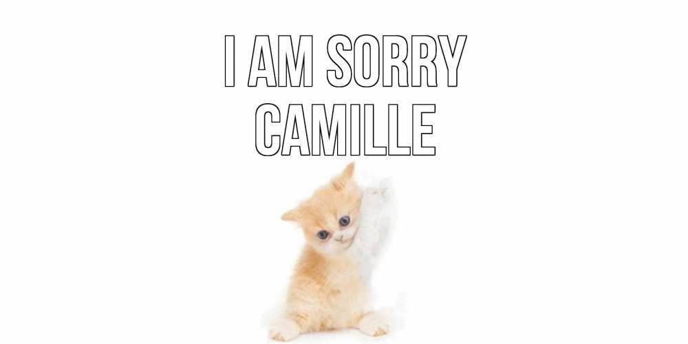 Greetings card с именем, Camille I am sorry кот Greetings with text for free download 
