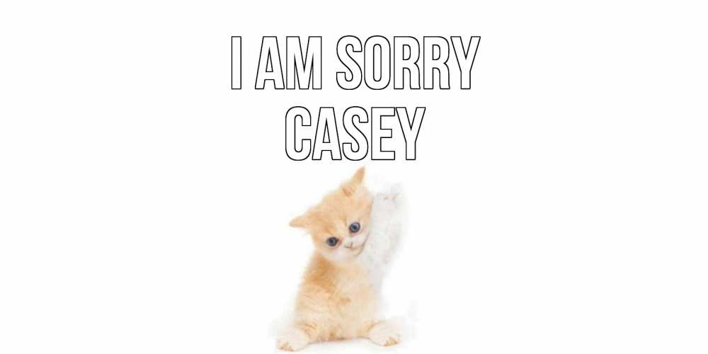 Greetings card с именем, Casey I am sorry кот Greetings with text for free download 