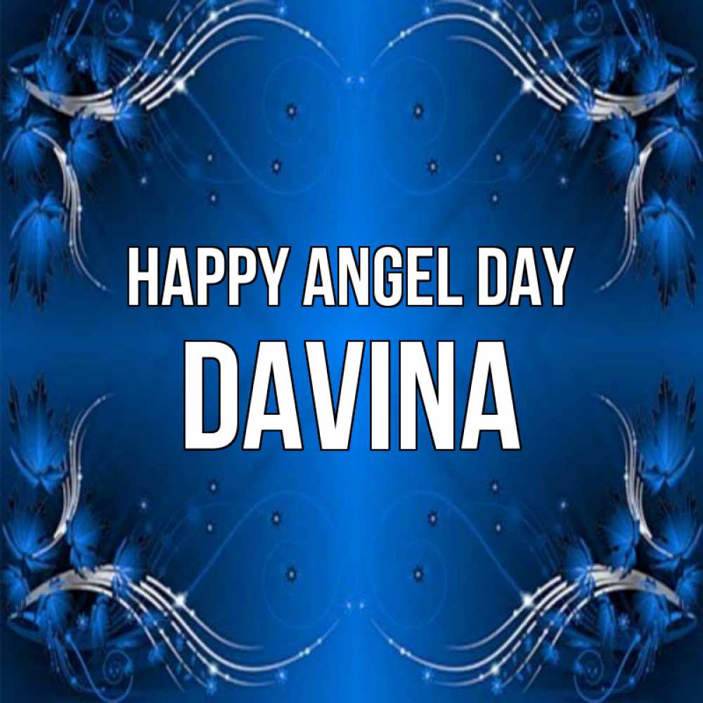 Greetings card с именем, Davina happy angel day красивая рамочка с узорами Greetings with text for free download 