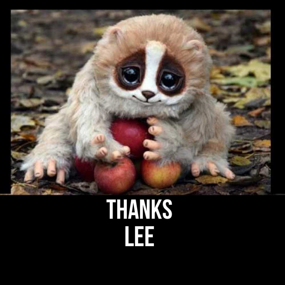 Greetings card с именем, Lee Thanks прикольное животное Greetings with text for free download 