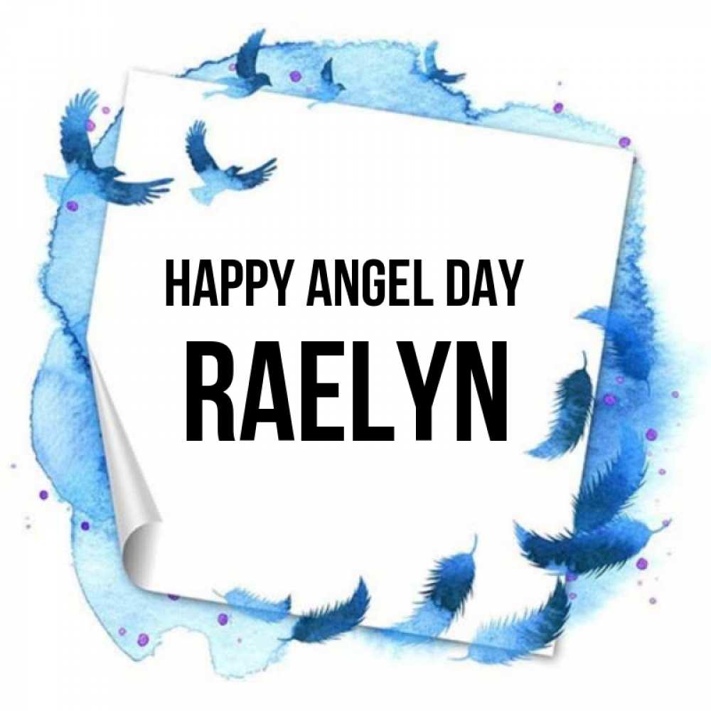 Greetings card с именем, Raelyn happy angel day красивые птицы летят Greetings with text for free download 