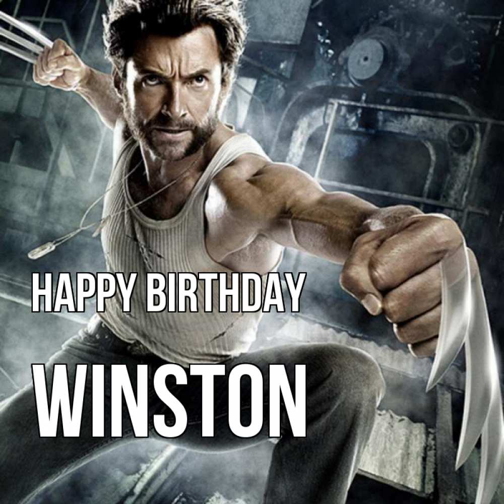 Greetings card с именем, Winston Happy Birthday супергерой в ярости Greetings with text for free download 
