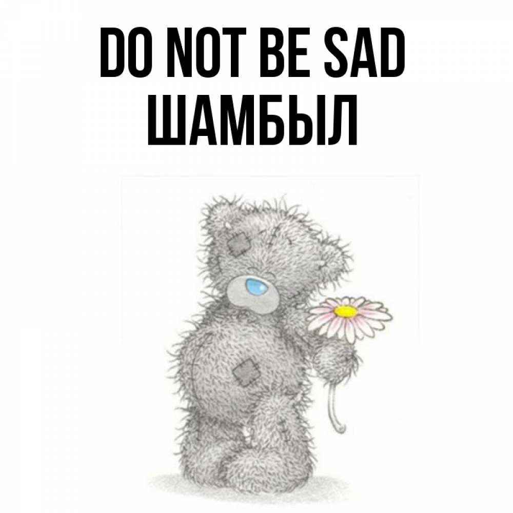 Greetings card с именем, ШАМБЫЛ Do not be sad Плюшевый медвежонок с заплатками Greetings with text for free download 
