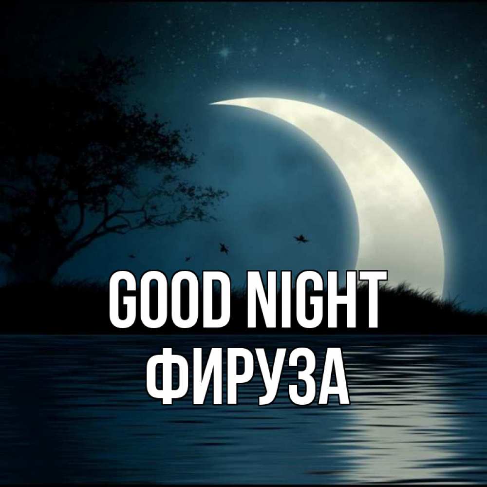 Greetings card с именем, ФИРУЗА Good night вода Greetings with text for free download 