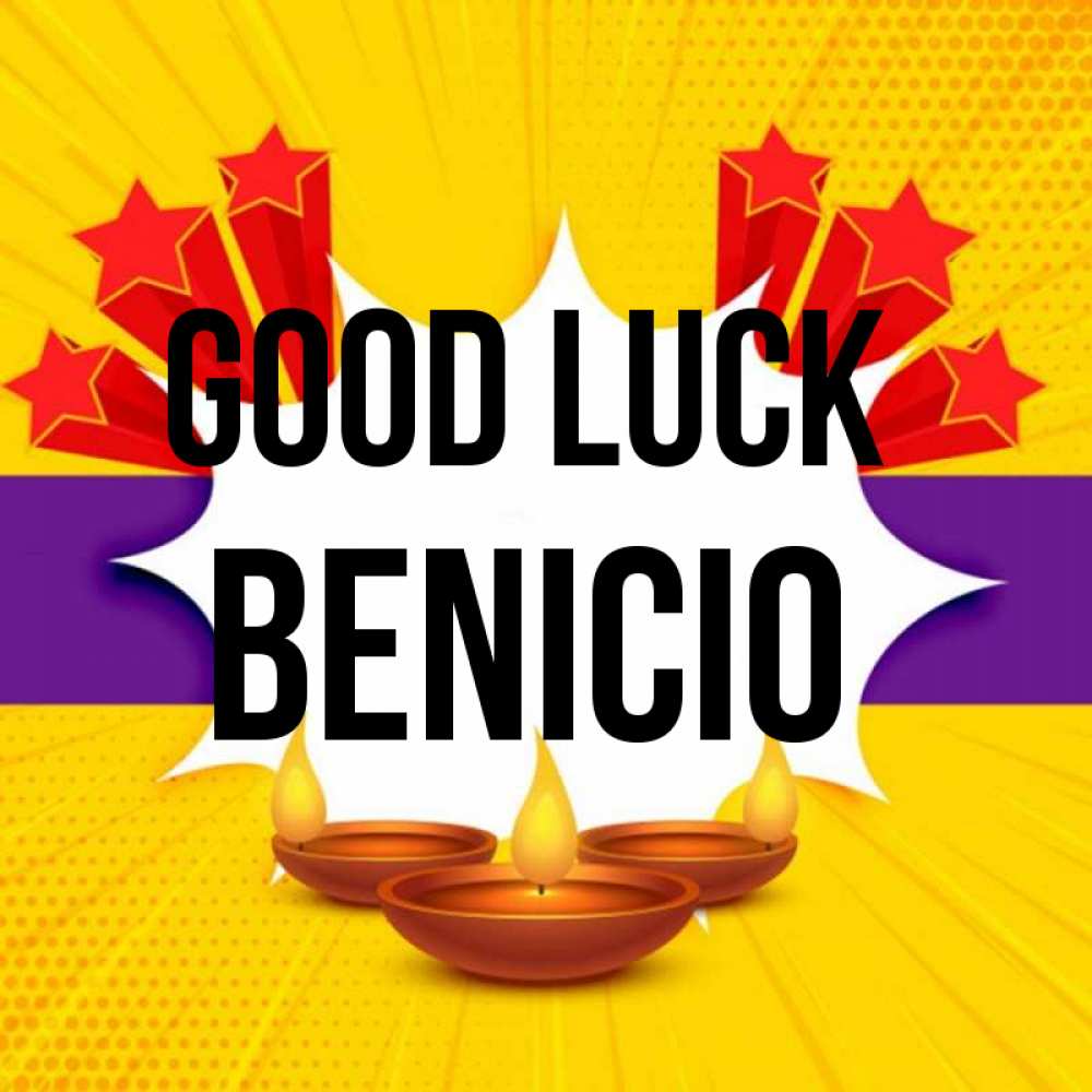 Greetings card с именем, Benicio Good luck векторное изображение Greetings with text for free download 