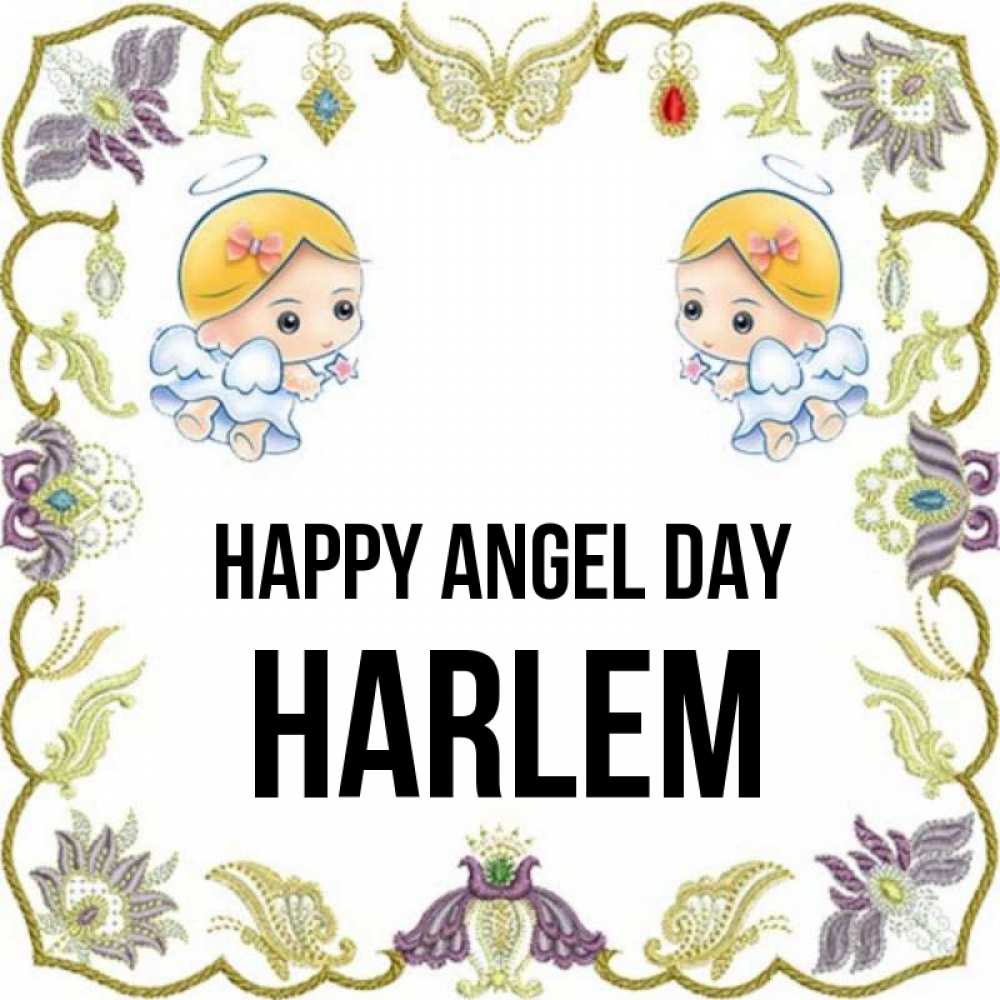 Greetings card с именем, Harlem happy angel day маленькие ангелы с крылышками Greetings with text for free download 