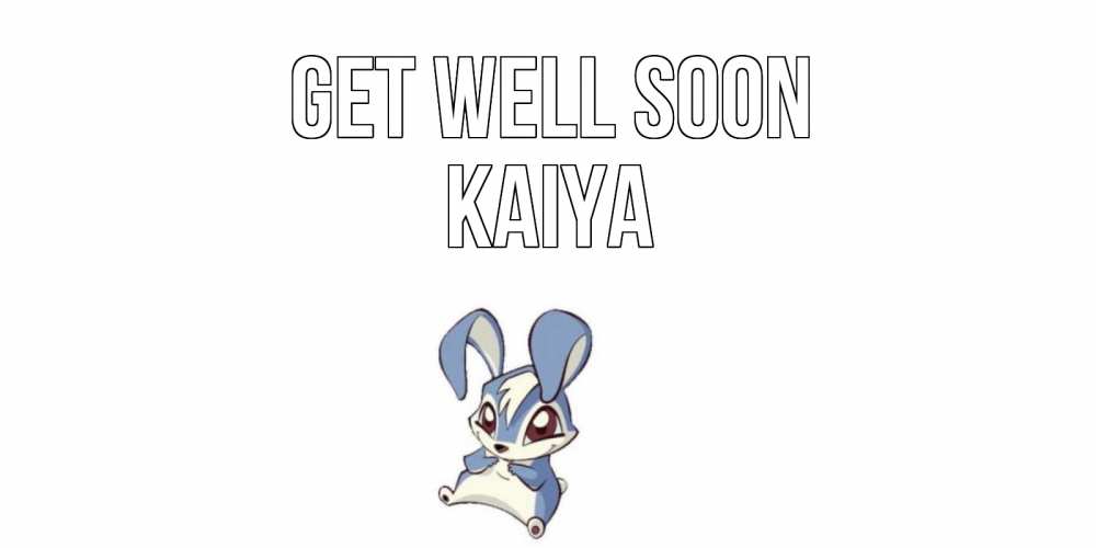 Greetings card с именем, Kaiya Get well soon серый заяц на открытке про выздоравление Greetings with text for free download 