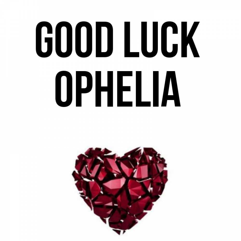 Greetings card с именем, Ophelia Good luck бордовое из кристаллов  1 Greetings with text for free download 
