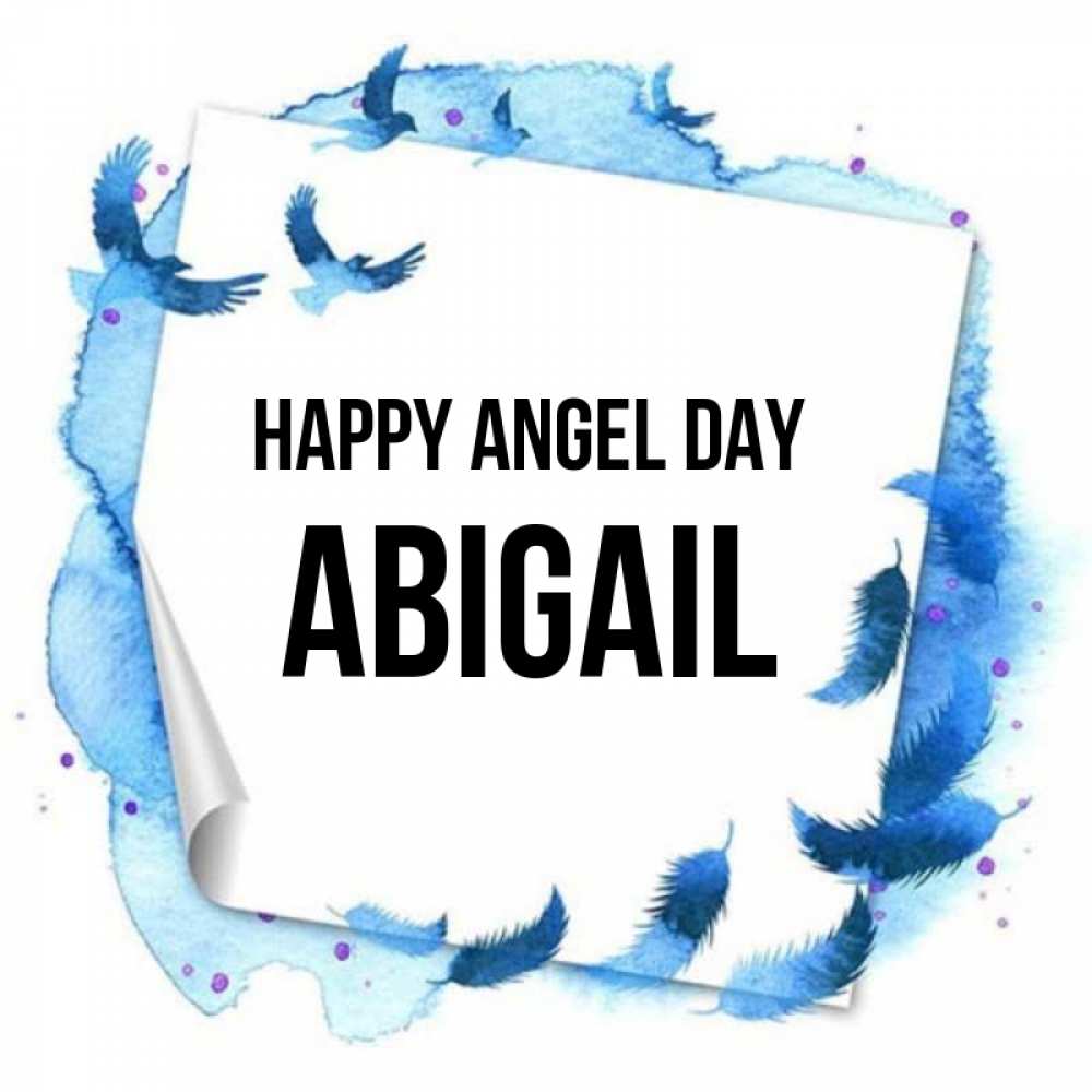 Greetings card с именем, Abigail happy angel day красивые птицы летят Greetings with text for free download 
