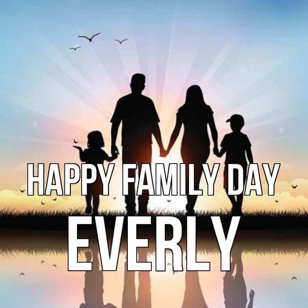 Greetings card с именем, Everly happy family day сын, дочка, мама, папа, море , закат Greetings with text for free download 