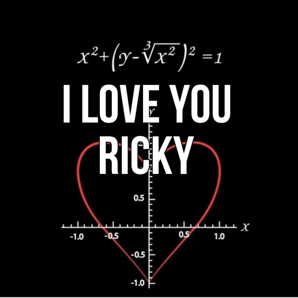 Greetings card с именем, Ricky I love you сердечная формула Greetings with text for free download 