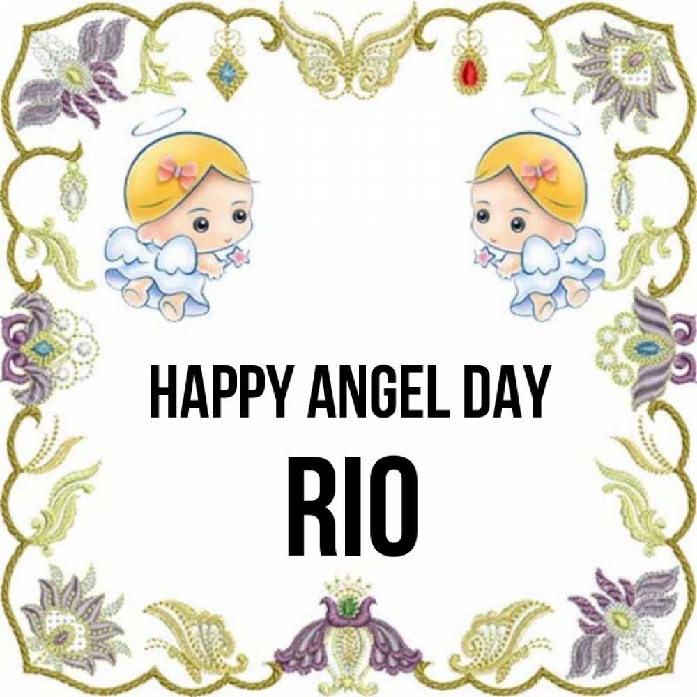 Greetings card с именем, Rio happy angel day маленькие ангелы с крылышками Greetings with text for free download 