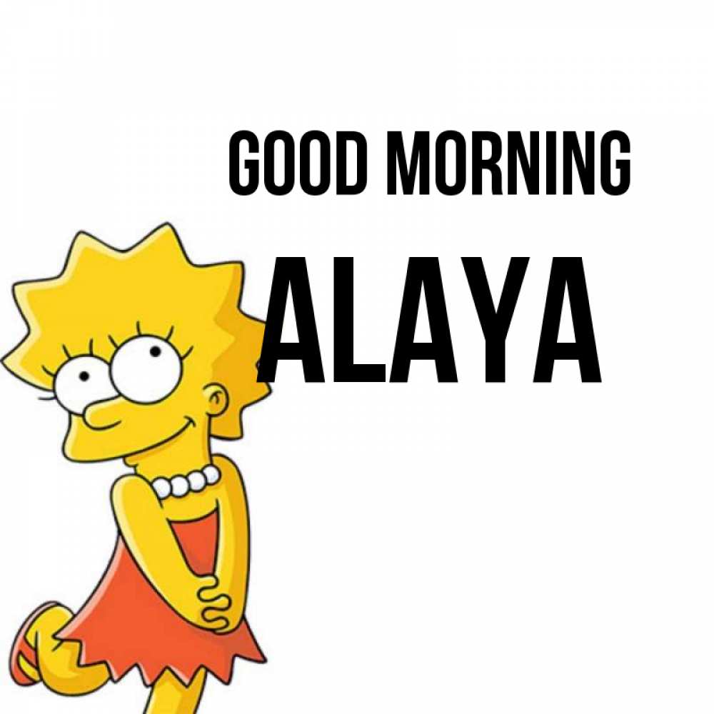 Greetings card с именем, Alaya Good morning в платье и ожерелье Greetings with text for free download 