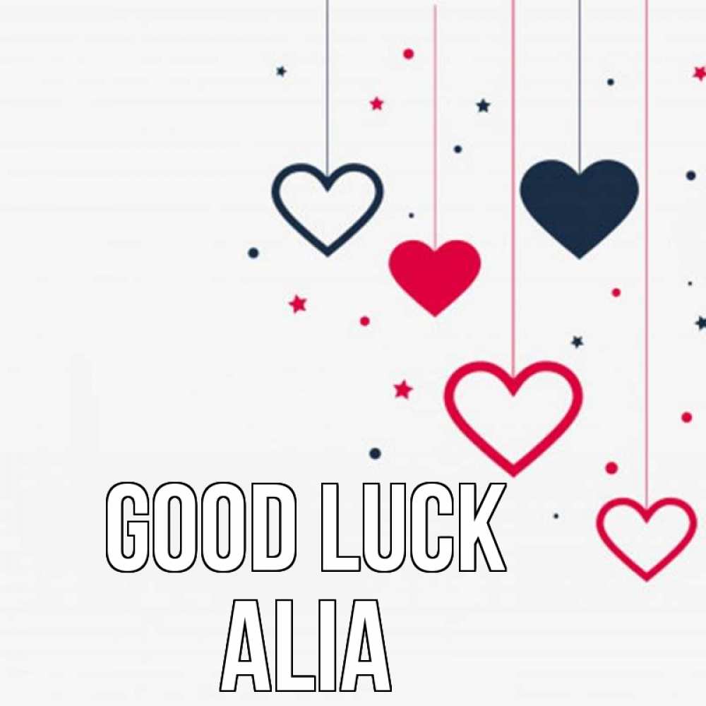 Greetings card с именем, Alia Good luck красное и черное Greetings with text for free download 