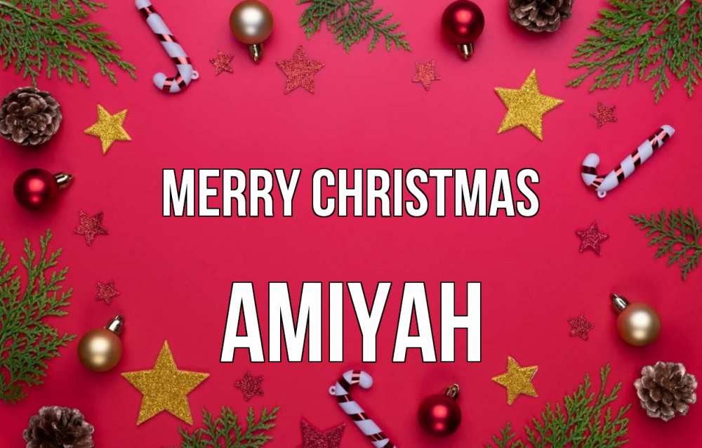 Greetings card с именем, Amiyah Merry Christmas с рождеством Greetings with text for free download 
