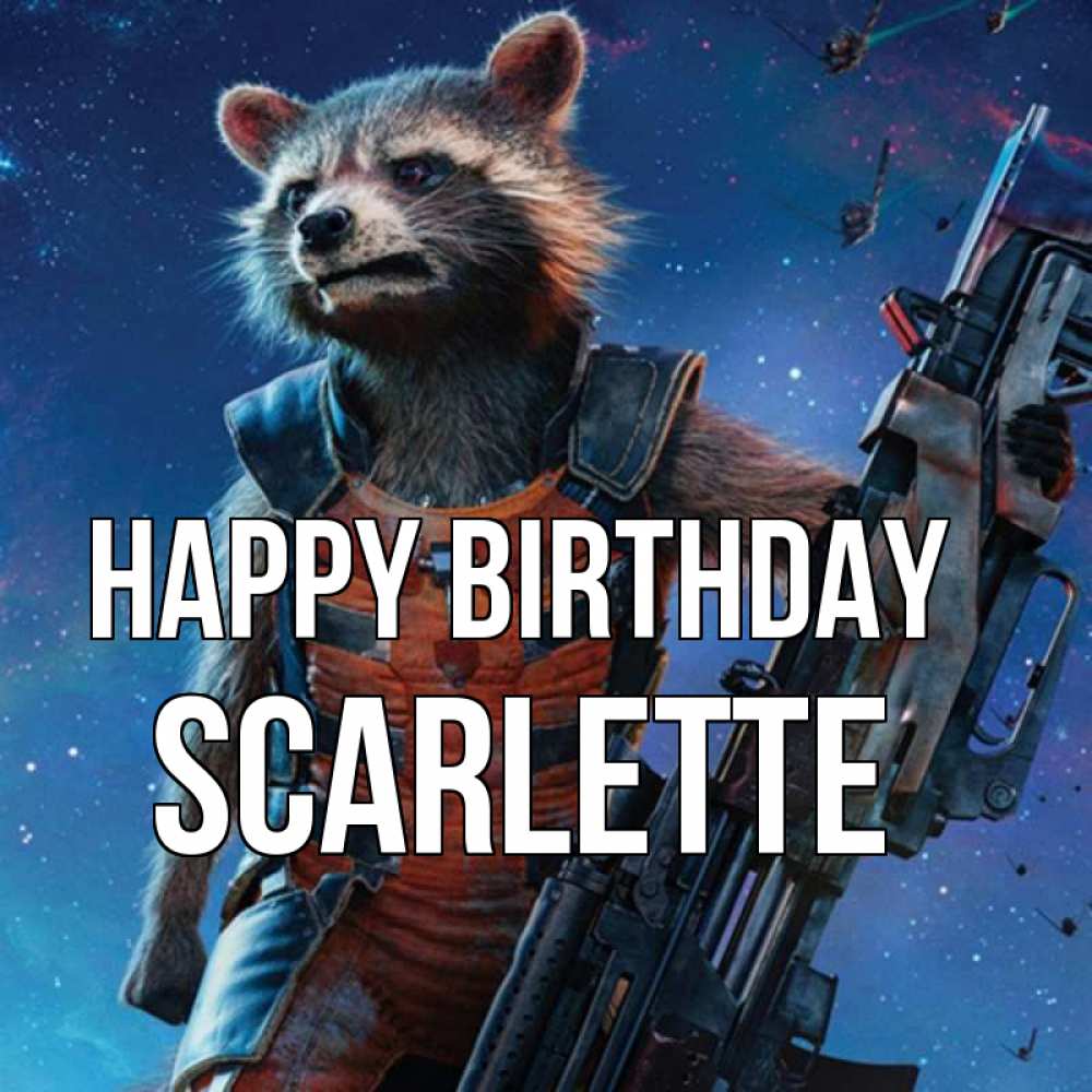 Greetings card с именем, Scarlette Happy Birthday реактивный Рокета Greetings with text for free download 