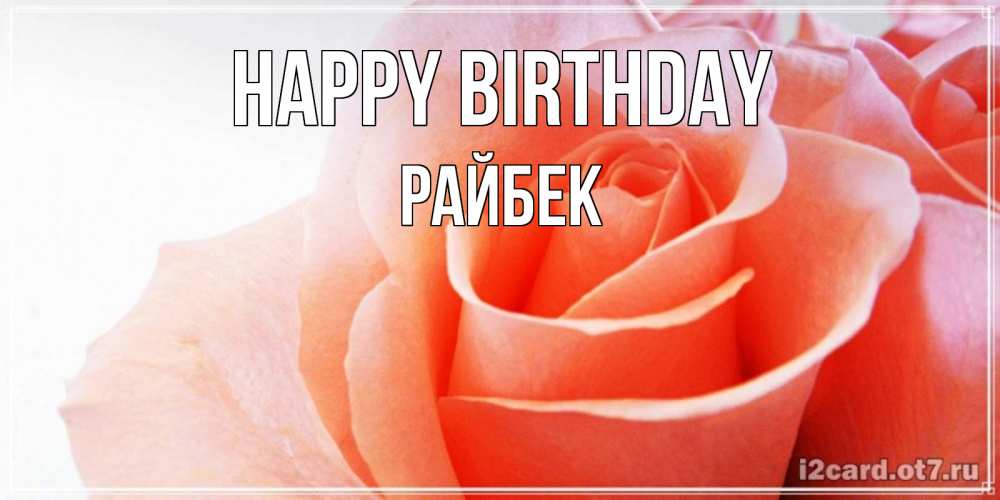 Greetings card с именем, РАЙБЕК Happy Birthday розы для поздравления с днем рождения Greetings with text for free download 