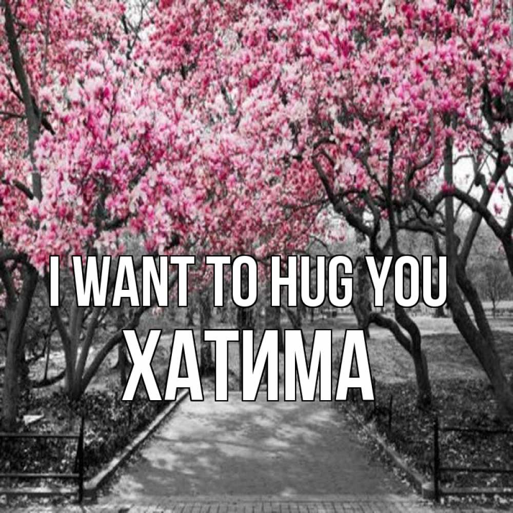 Greetings card с именем, ХАТИМА I want to hug you обработанное фото Greetings with text for free download 