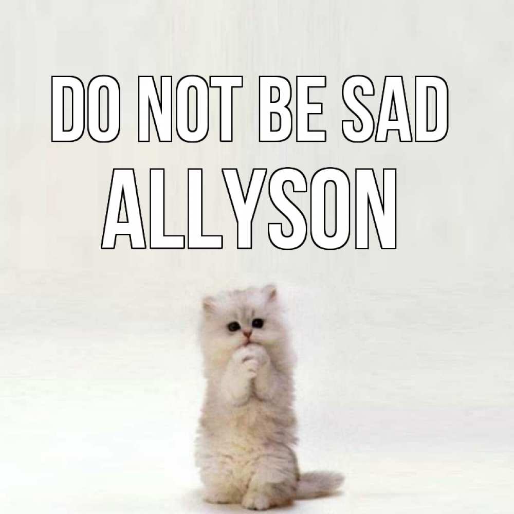 Greetings card с именем, Allyson Do not be sad грустный кот Greetings with text for free download 