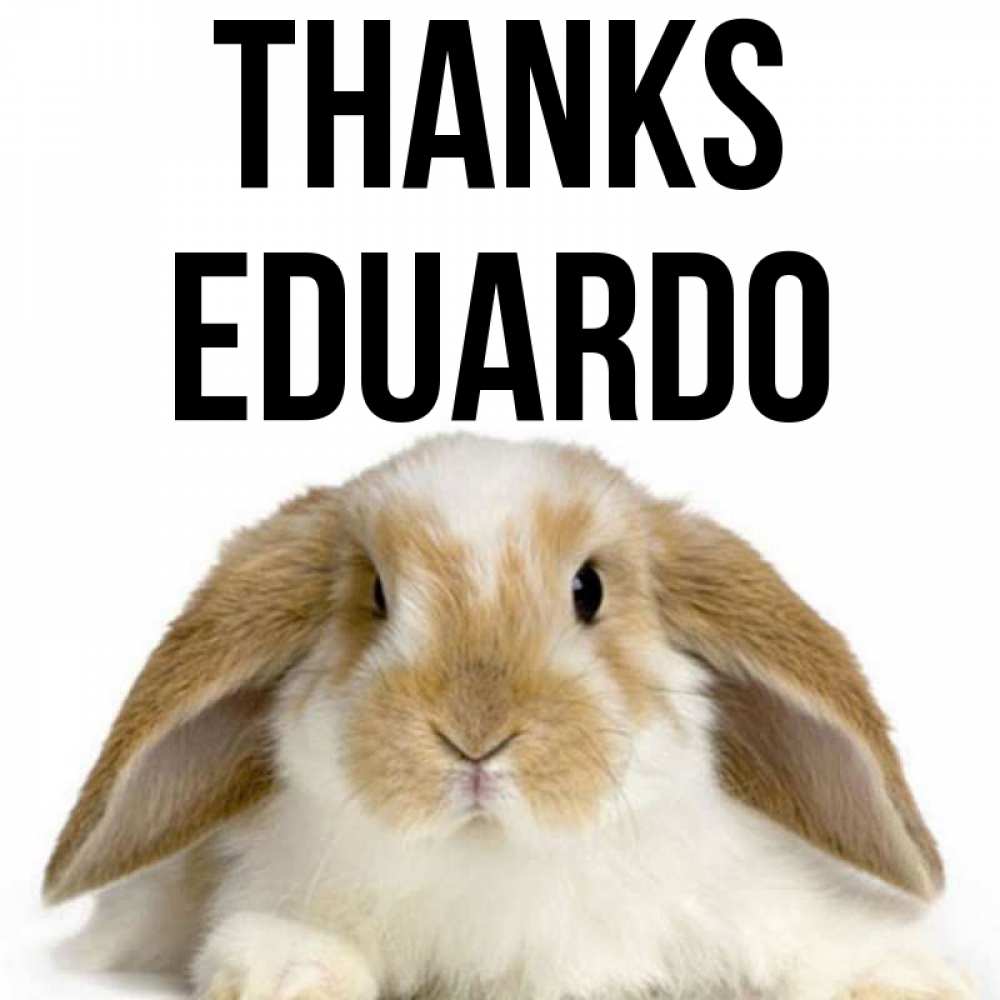 Greetings card с именем, Eduardo Thanks коричнево белый заяц Greetings with text for free download 