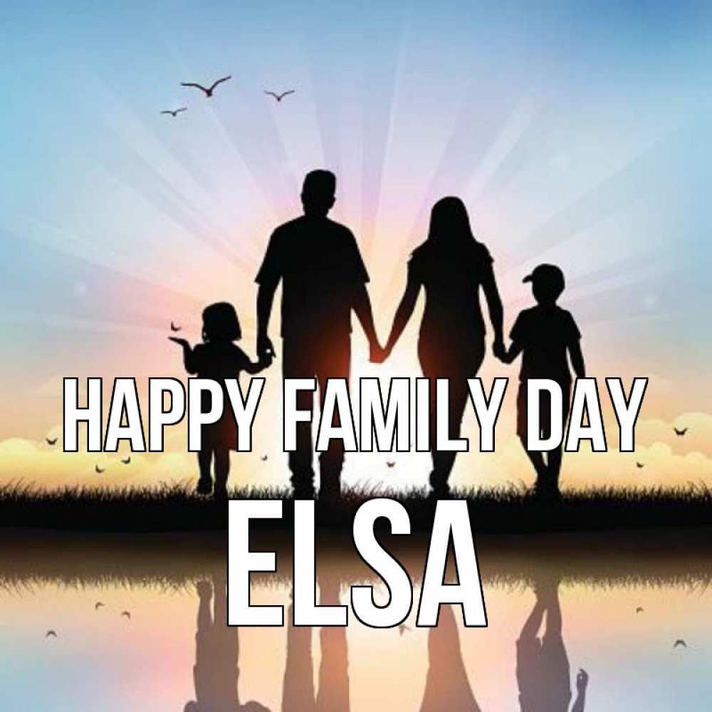 Greetings card с именем, Elsa happy family day сын, дочка, мама, папа, море , закат Greetings with text for free download 