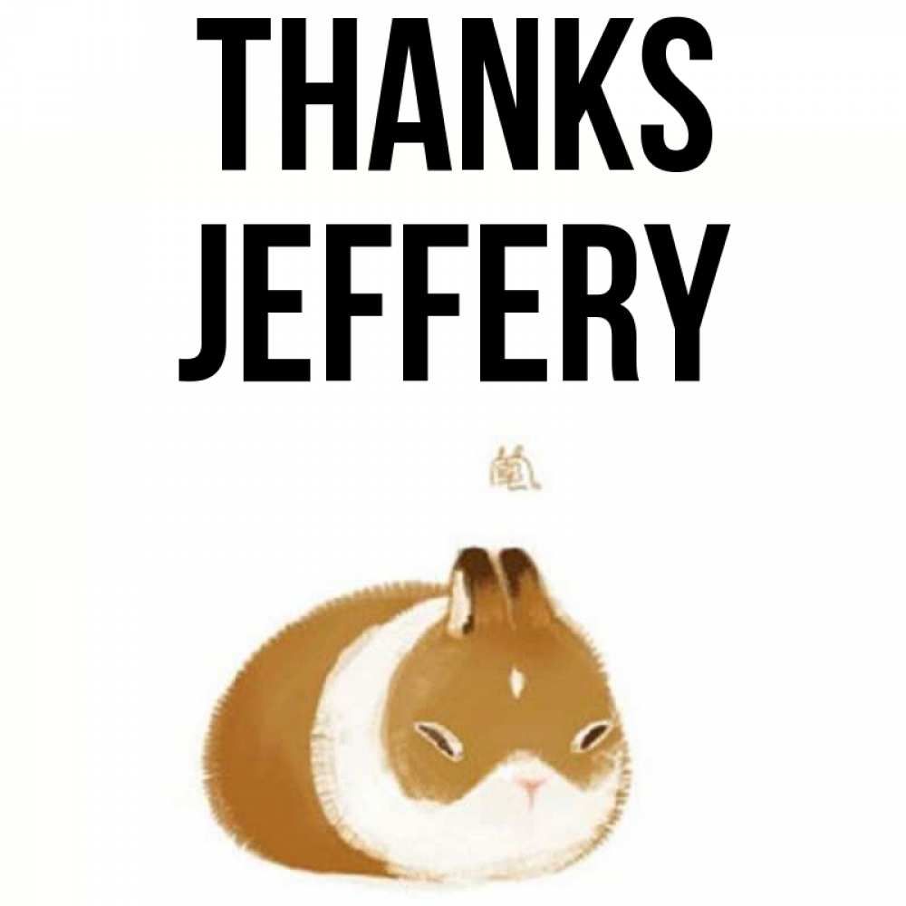 Greetings card с именем, Jeffery Thanks коричнево белый домашний питомец Greetings with text for free download 