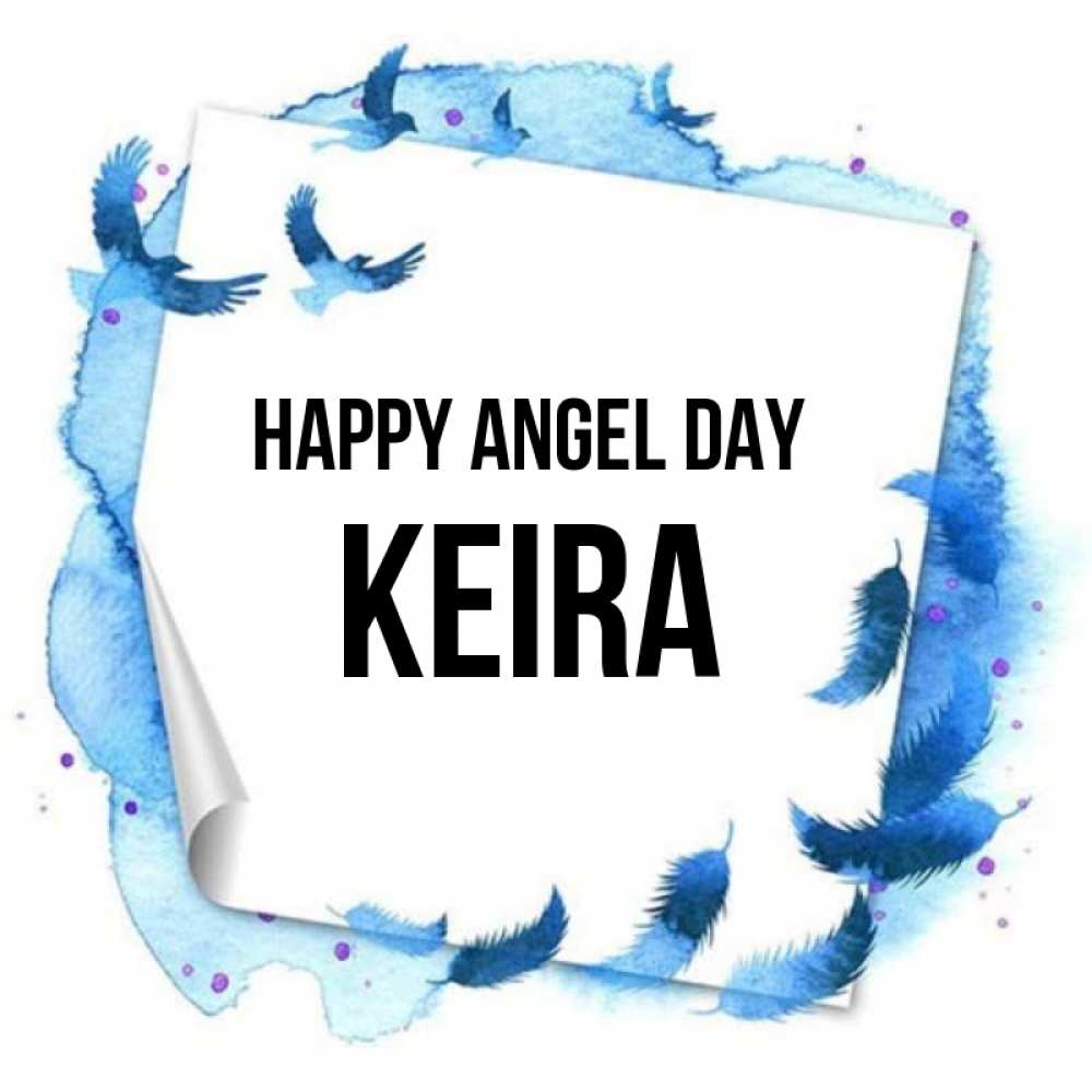 Greetings card с именем, Keira happy angel day красивые птицы летят Greetings with text for free download 