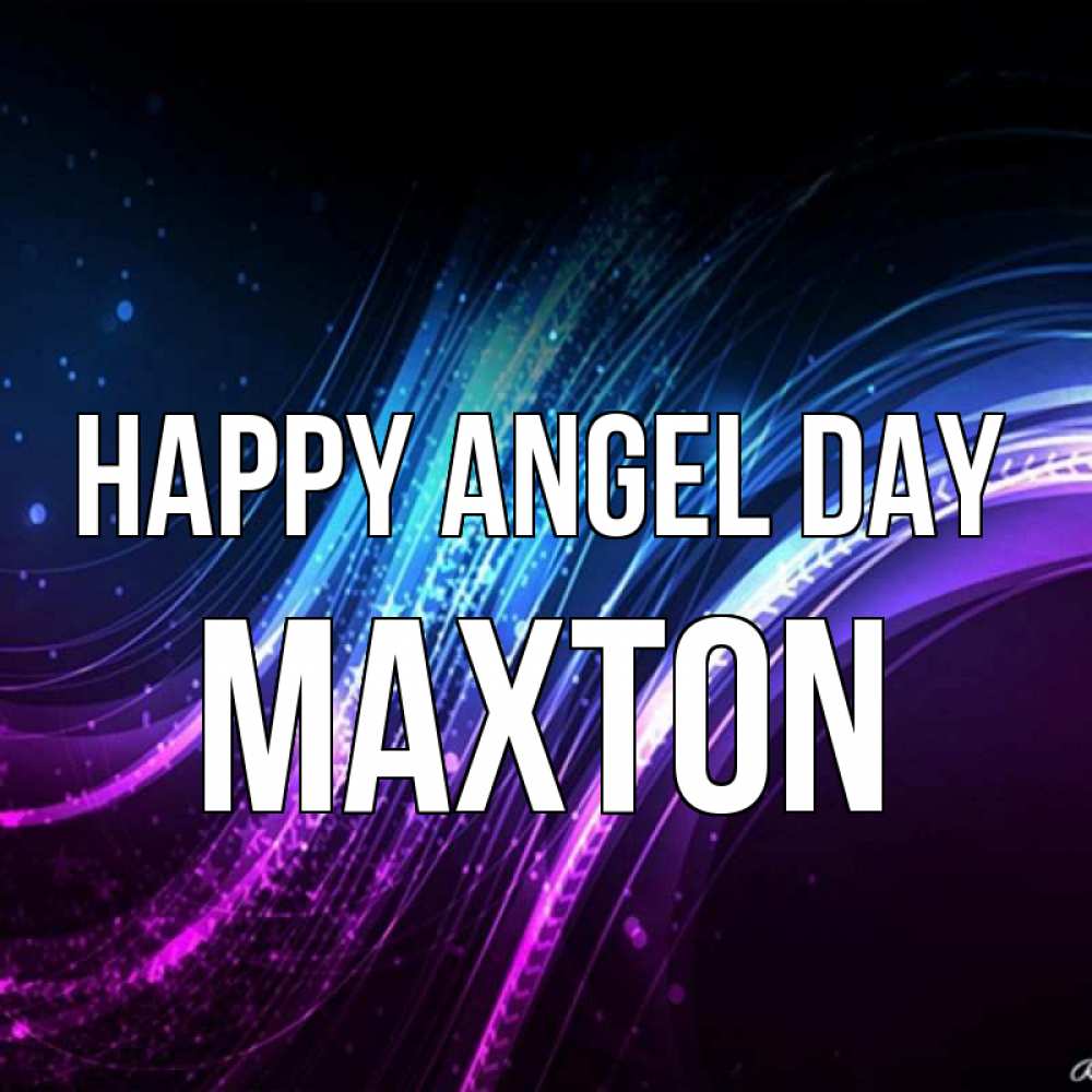 Greetings card с именем, Maxton happy angel day фиолетовый фон Greetings with text for free download 