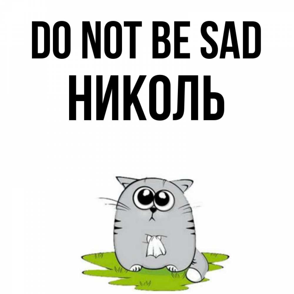 Greetings card с именем, Николь Do not be sad грустный котяра Greetings with text for free download 