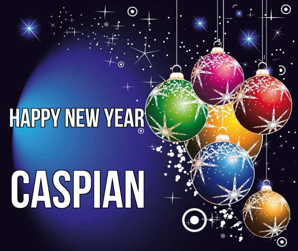 Greetings card с именем, Caspian Happy New Year новый год Greetings with text for free download 