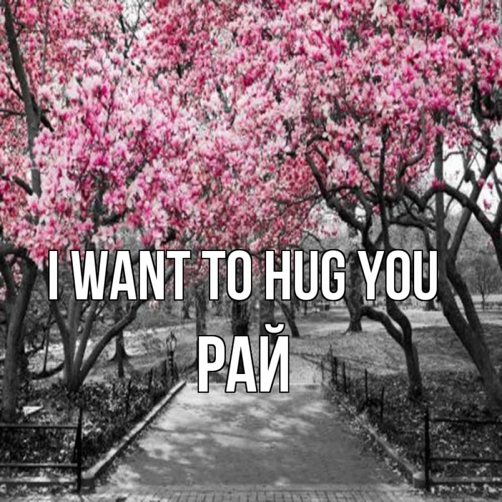 Greetings card с именем, РАЙ I want to hug you обработанное фото Greetings with text for free download 