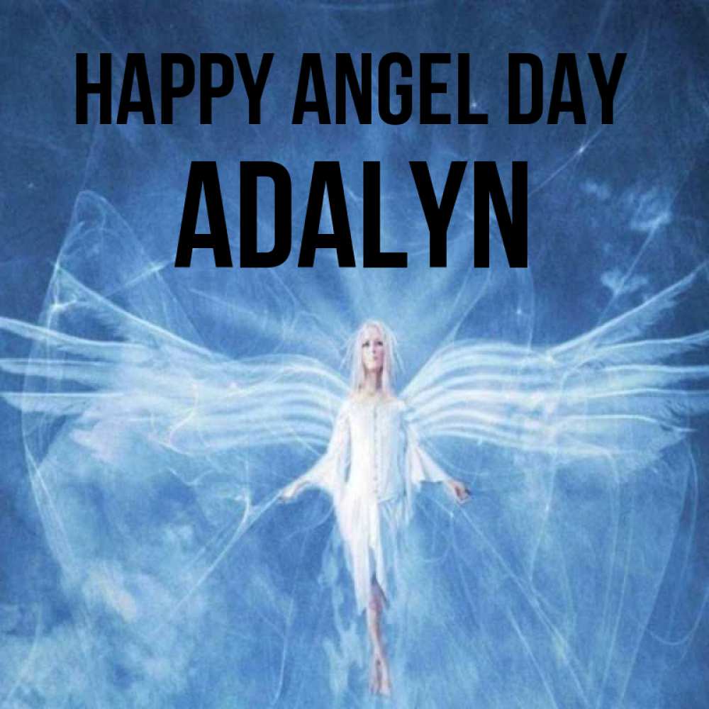 Greetings card с именем, Adalyn happy angel day голубой фон и крылья как у стрекозы Greetings with text for free download 