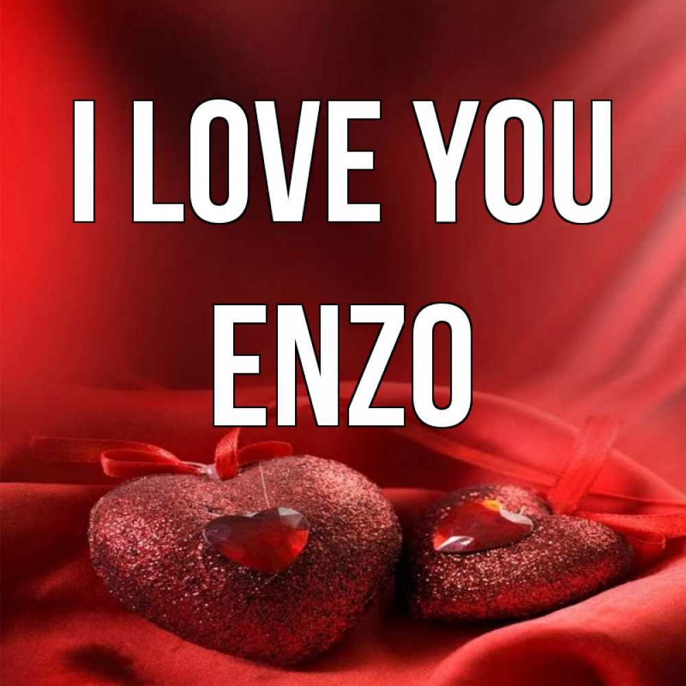 Greetings card с именем, Enzo I love you с лентами Greetings with text for free download 