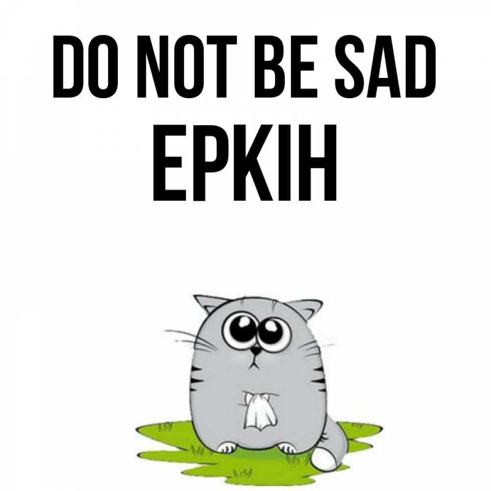 Greetings card с именем, Еркін Do not be sad грустный котяра Greetings with text for free download 