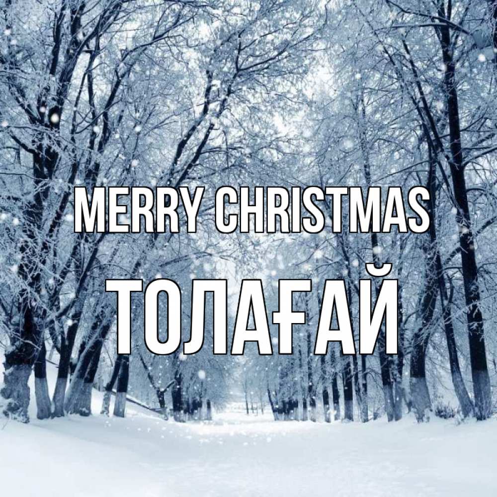 Greetings card с именем, ТОЛАҒАЙ Merry Christmas снег, лес, парк Greetings with text for free download 