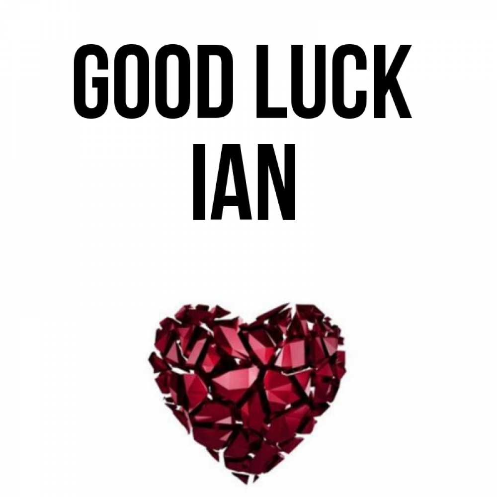 Greetings card с именем, Ian Good luck бордовое из кристаллов  1 Greetings with text for free download 
