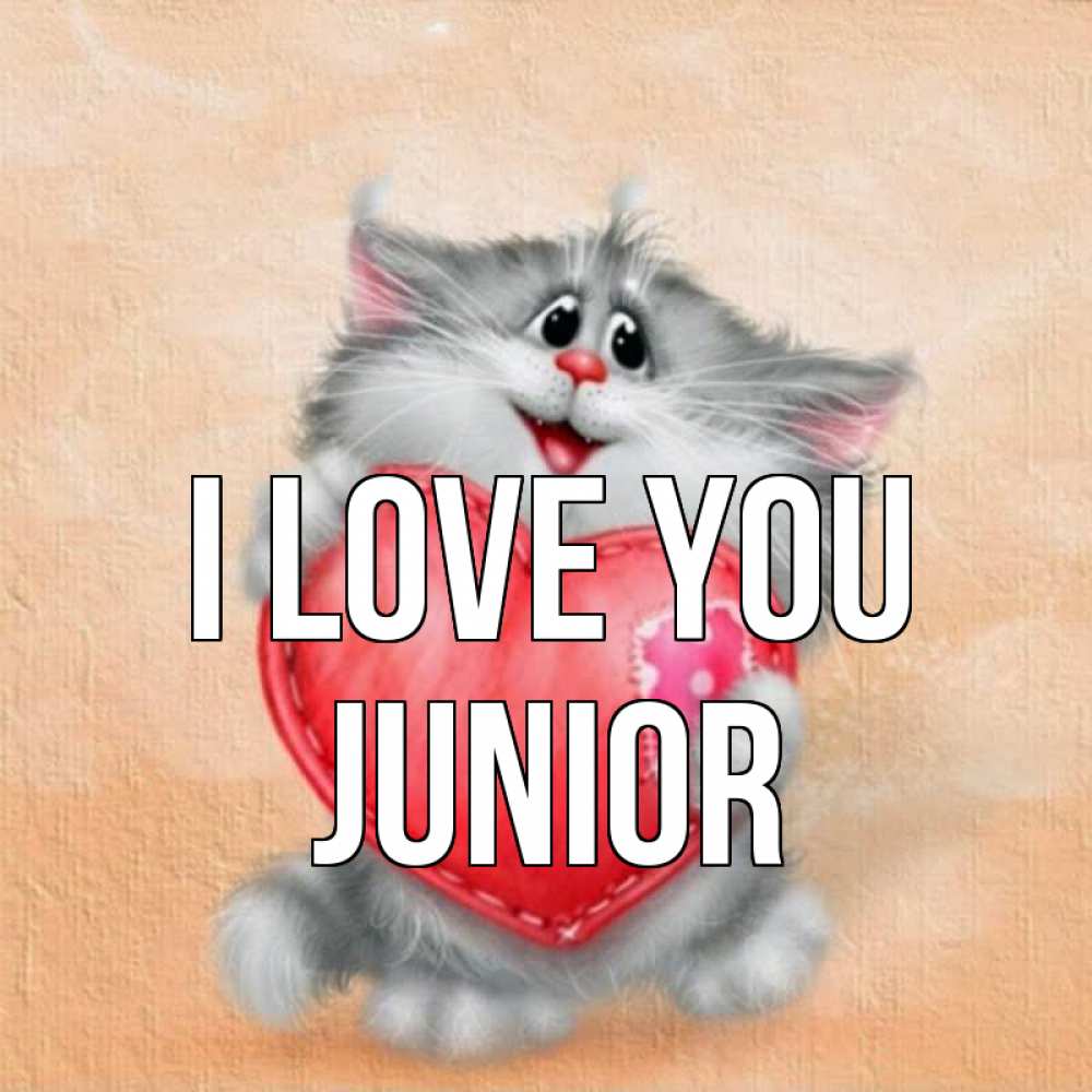 Greetings card с именем, Junior I love you сердце с заплаткой Greetings with text for free download 