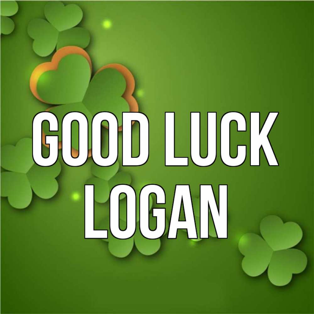 Greetings card с именем, Logan Good luck много трехлистных листочков клевера Greetings with text for free download 