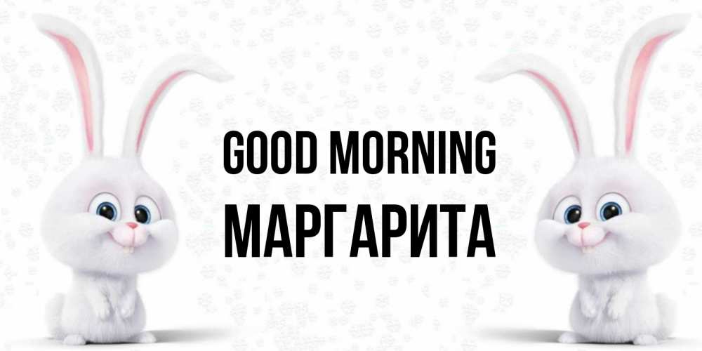 Greetings card с именем, Маргарита Good morning кролики с длинными ушками Greetings with text for free download 