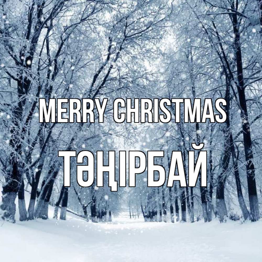 Greetings card с именем, ТӘҢІРБАЙ Merry Christmas снег, лес, парк Greetings with text for free download 