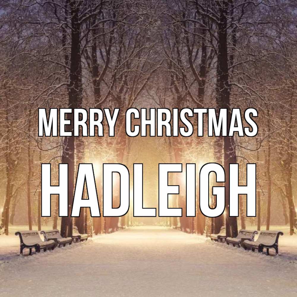 Greetings card с именем, Hadleigh Merry Christmas зима, парк, фонарь, лес Greetings with text for free download 
