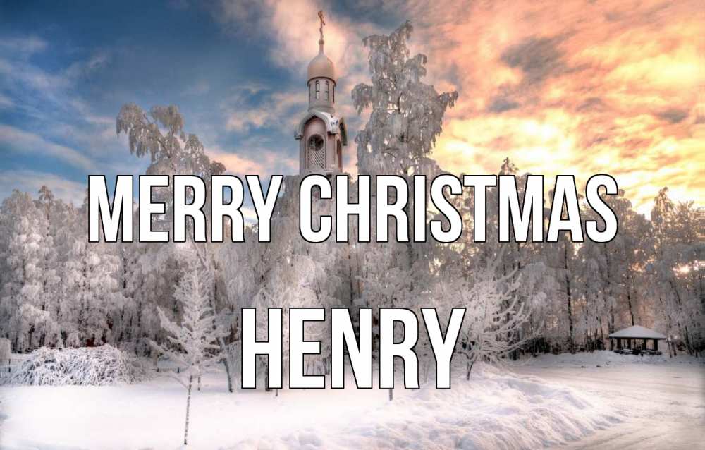 Greetings card с именем, Henry Merry Christmas лес, зима 2 Greetings with text for free download 