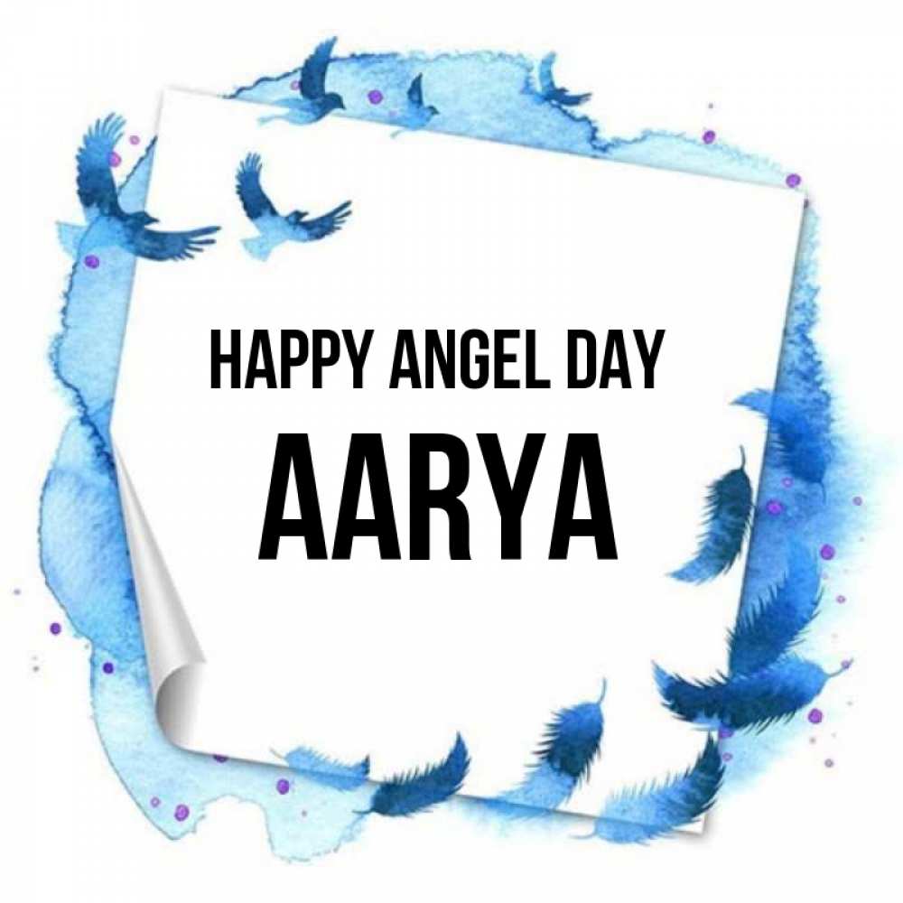 Greetings card с именем, Aarya happy angel day красивые птицы летят Greetings with text for free download 