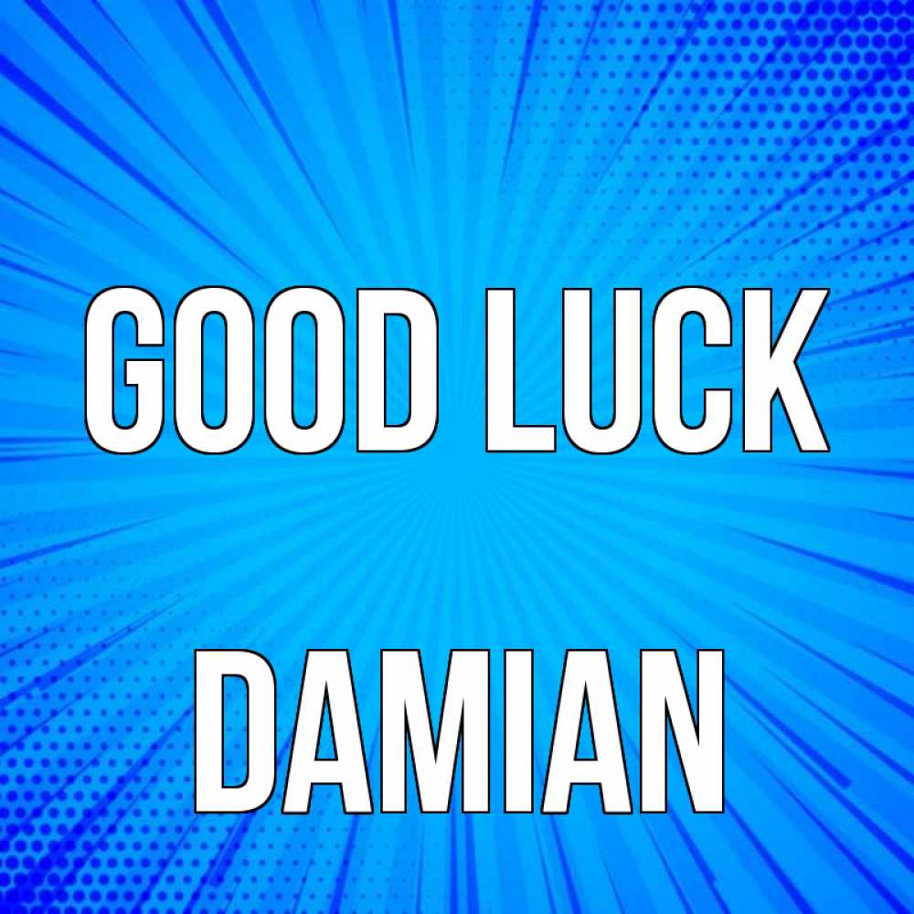 Greetings card с именем, Damian Good luck на удачу Greetings with text for free download 