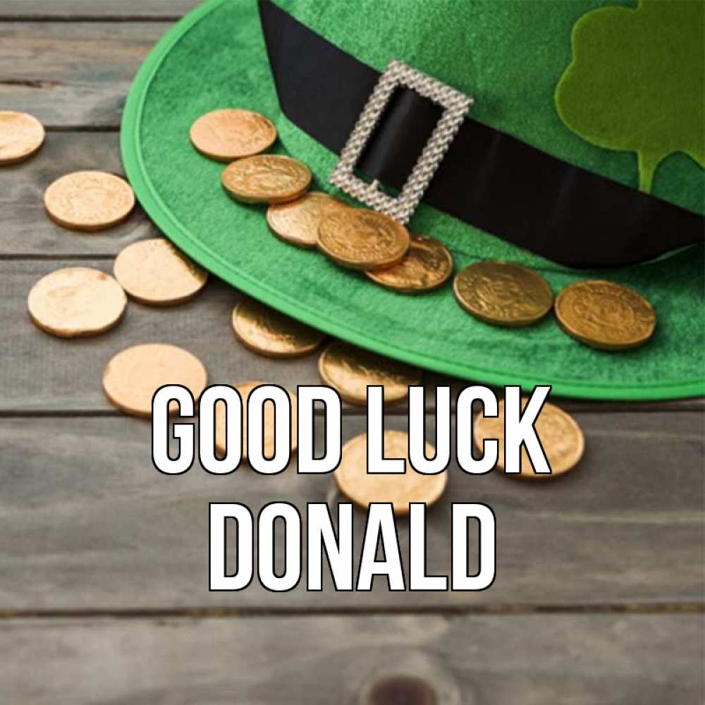 Greetings card с именем, Donald Good luck монеты Greetings with text for free download 